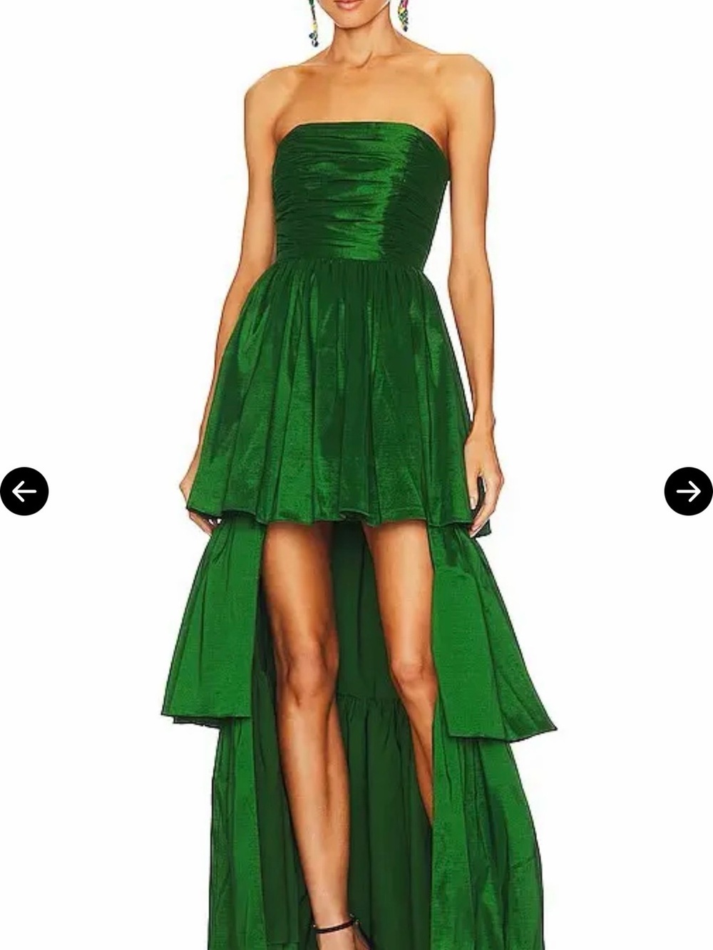 Strapless High-Low Green Evening Dress